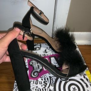 Shoes - Black fuzzy heels Shoes - Black fuzzy heels